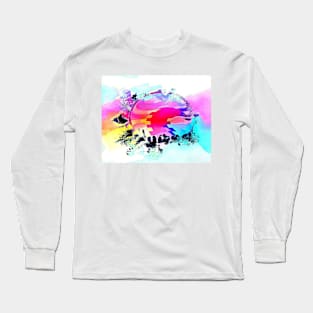 Colorful ocean waves sunrise graffiti abstract Long Sleeve T-Shirt